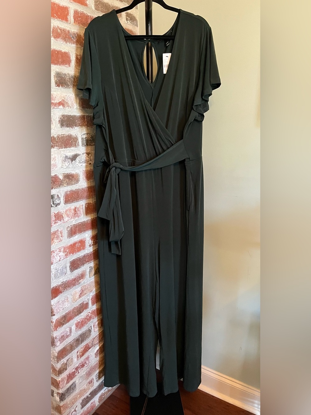 Lane Bryant Lena Faux-Wrap Jumpsuit in dark olive/forest green NWT | size 26/28